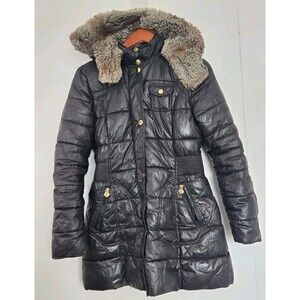 Apt 9 Coat Womens S Puffer Faux Fur Black Winter Winter Warm Cozy Fall